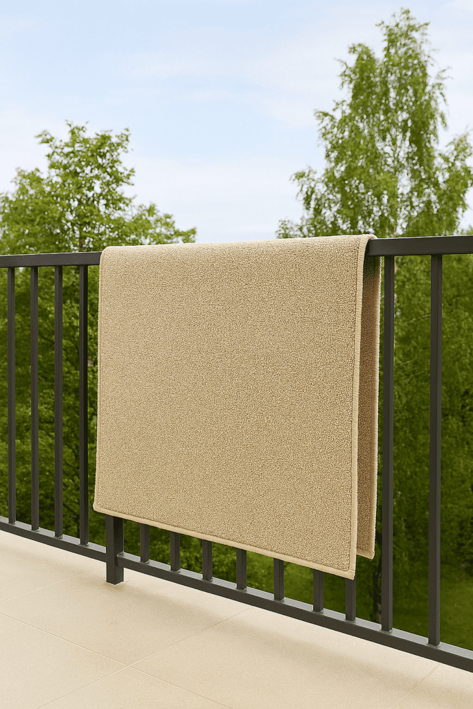 Vaip asetatud tuulduma rõdupiirdele